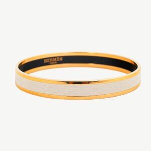 Hermes Sellier Blanc Engraved Bangle